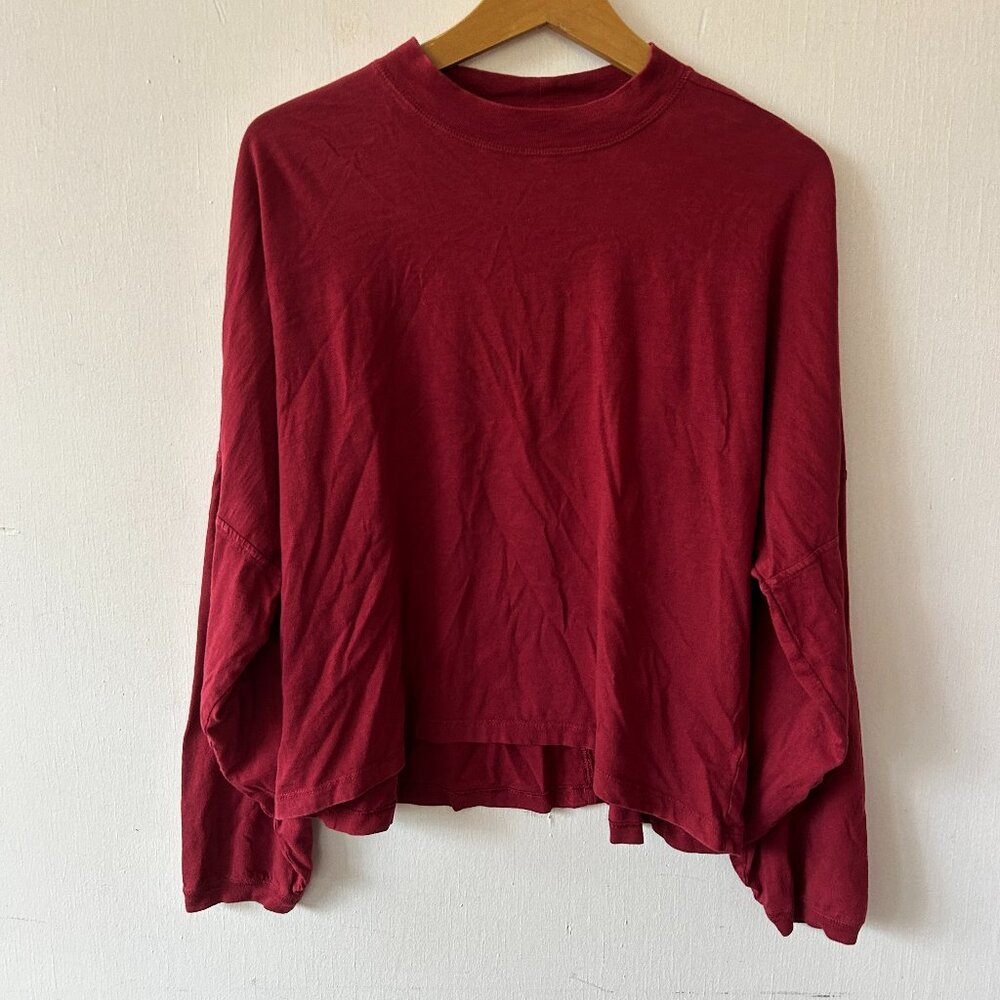 Aerie Boxy‎ Long Sleeve T-shirt Womens Medium Maroon Dolman Sleeves Basic Staple